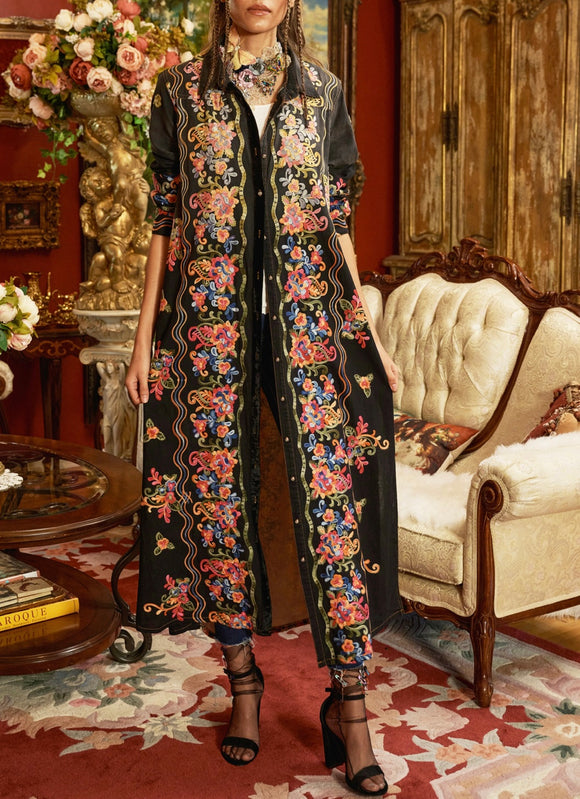 EMBROIDERED BUTTON UP DUSTER  ARR99059-25