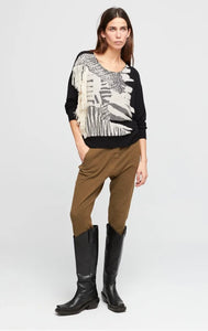 BLACK + CREAM ABSTRACT FRINGE SWEATER FROM SPAIN BY ALDO MARTINS ADM88430109