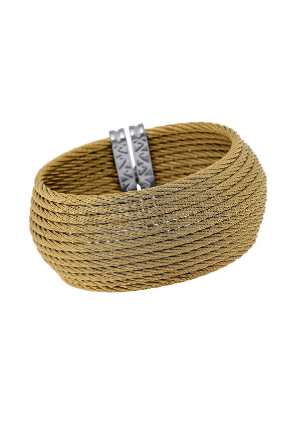 18K Yellow Gold  + Stainless Steel Wide Cable Bracelet by Alor ALR0G0193