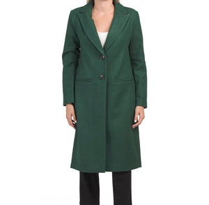 FOREST GREEN LONG WOOL BLEND COAT BY RACHEL ZOE RZ264064-2