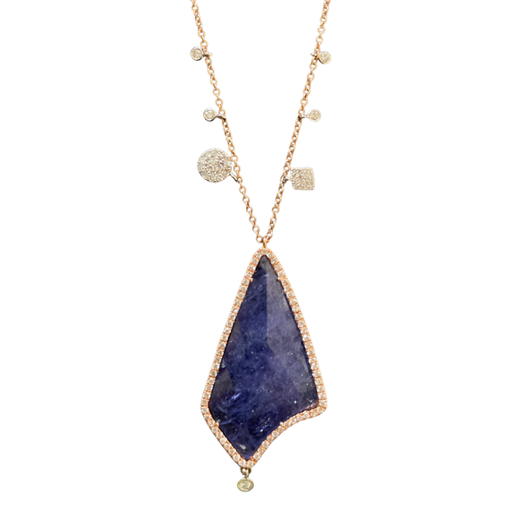 14k Rose Gold with Diamonds and Tanzanite Necklace TANDIA0962