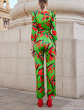 GREEN FLORAL BELTED JUMPSUIT BY CARLA RUIZ  CRZ880153-33