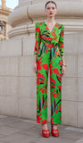 GREEN FLORAL BELTED JUMPSUIT BY CARLA RUIZ  CRZ880153-33