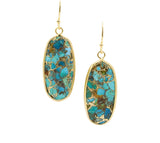 Handmade- Natural Turquoise Gold Leaf Earrings MAQ05027
