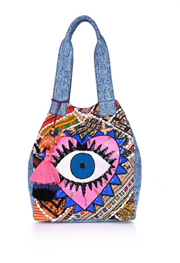 Handmade Evil Eye Heart Bag AB787056