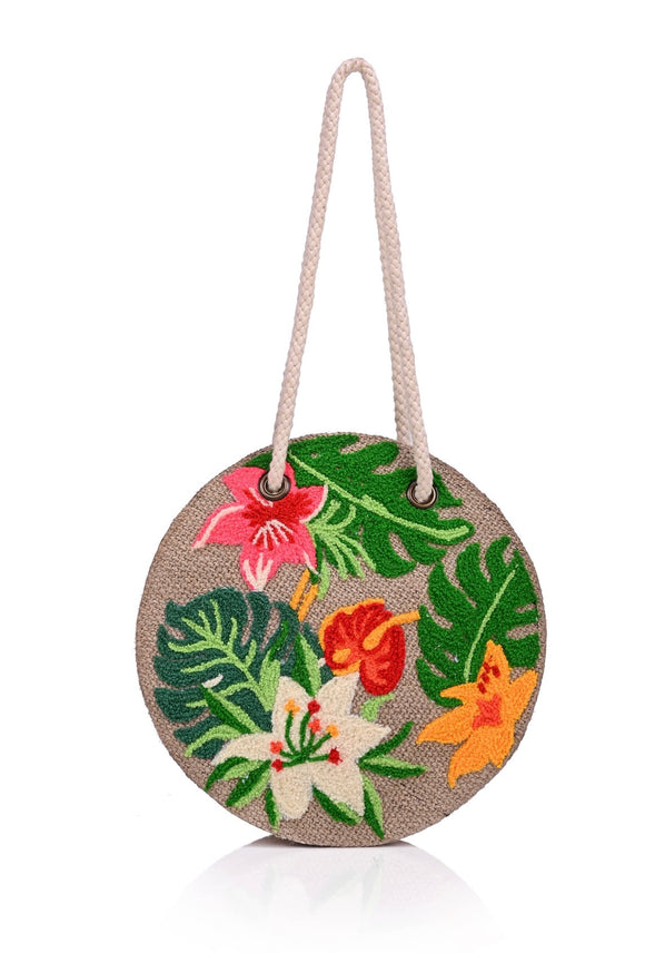 Handmade Embroidered Round Bag AB787030