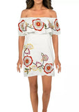 Women's Floral Embroidered Off Shoulder Mini Dress By Red Carter REDCART050