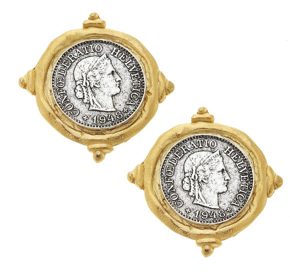 14K Gold Plated Genuine Coin Clip Earrings SSCN017-5