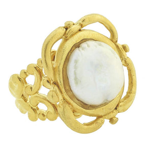 14K Gold Plated Genuine Coin Pearl Ring SSCP014-5