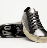 P448 Luxury Italian Leather Sneaker Silver Distress Glitz MAYA0134