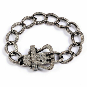 Diamond & Sterling Silver Buckle Bracelet- Handmade 700150