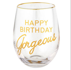 HAPPY BIRTHDAY GORGEOUS WINE GLASS WIN08-8